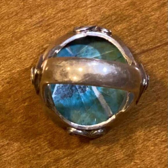 Vintage Sterling Silver Turquoise Statement Ring – Size 7.5 - Picture 9 of 10
